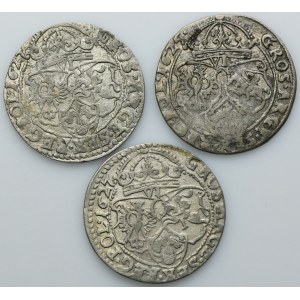 Lot, Sigismund III Vasa, 6 Groschen Krakau 1625 and 1627 (3 pcs.)