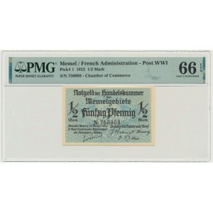 Memel (Klaipeda), 1/2 Mark 1922 - PMG 66 EPQ