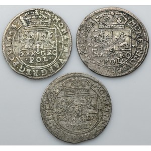 Lot, John II Casimir, Tymf 1663 and 1664 (3 pcs.)