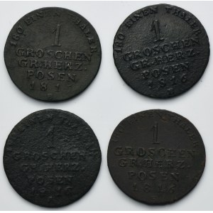 Lot, Grand Duchy of Posen, 1 groschen 1816 (4 pcs.)