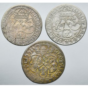 Lot, John II Casimir, 6 Groschen 1660 and 1661 (3 pcs.)