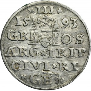 Sigismund III Vasa, 3 Groschen Riga 1593 - LIV