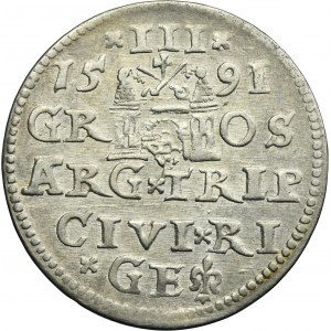 Sigismund III Vasa, 3 Groschen Riga 1591 - LI