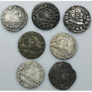 Lot, Sigismund III Vasa, 3 Groschen (7 pcs.)