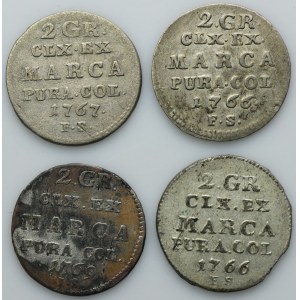 Lot, Poniatowski, 2 Groschen (4 pcs.)