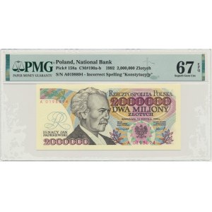 2 miliony złotych 1992 - A - Konstytucyjy - PMG 67 EPQ