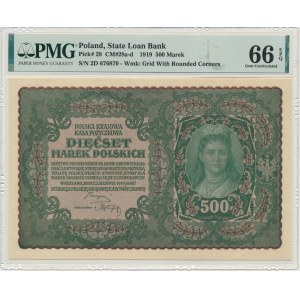 500 marek 1919 - II Serja D - PMG 66 EPQ