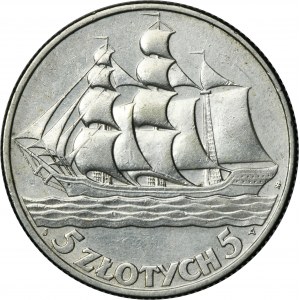 Żaglowiec, 5 złotych 1936