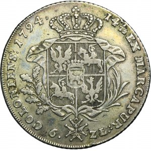 Poniatowski, 6 Zloty Taler Warschau 1794 - Variante 37.a