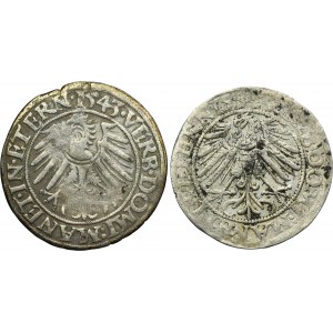 Satz, Schlesien, Herzogtum Legnicko-Brzesko-Wołowo, Friedrich II, Pfennig 1543 (2 Stück).