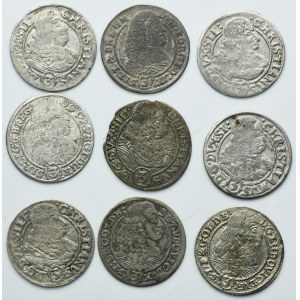 Lot, Silesia, Duchy of Liegnitz-Brieg-Wohlau, 3 Kreuzer (9 pcs.)