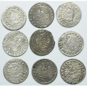 Lot, Silesia, Duchy of Liegnitz-Brieg-Wohlau, 3 Kreuzer (9 pcs.)