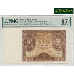 100 złotych 1934 - Ser.AV. - znw. +X+ - PMG 67 EPQ