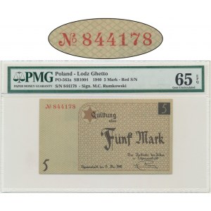 5 Mark 1940 - PMG 65 EPQ - red serial number