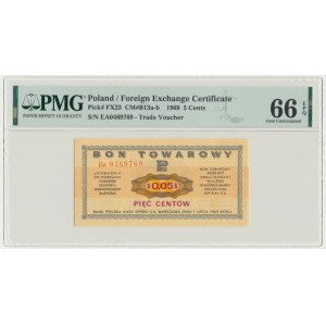 Pewex, 5 centów 1969 - Ea - PMG 66 EPQ