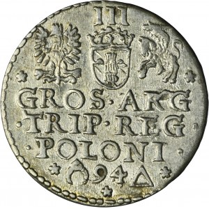 Sigismund III Vasa, 3 Groschen Marienburg 1594 - open ring