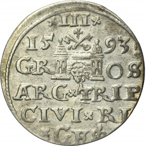 Sigismund III Vasa, 3 Groschen Riga 1593 - LIV