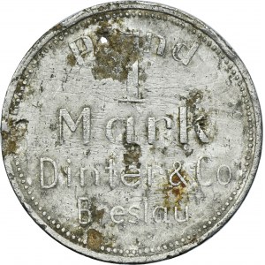 Silesia, Breslau, Żeton, 1 Mark Dinter & Co