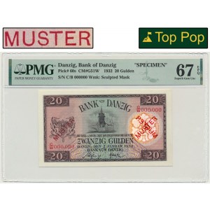 Danzig, 20 Gulden 1932 SPECIMEN - PMG 67 EPQ - RARE