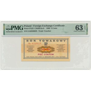 Pewex, 5 centów 1969 - Ea - PMG 63 EPQ