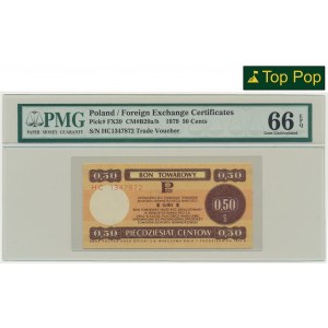 Pewex, 50 centów 1979 - HC - mały - PMG 66 EPQ