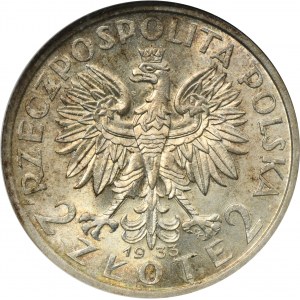 Głowa Kobiety, 2 złote 1933 - NGC MS62