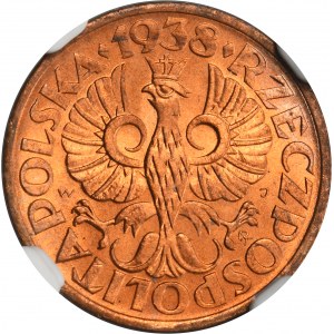1 grosz 1938 - NGC MS65 RB