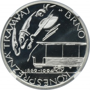 Czech Republic, 200 Korun 1994 125th Anniversary of the Horse-drawn Tram in Brno - NGC PF67 ULTRA CAMEO