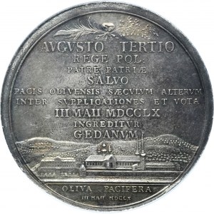 August III of Poland, Medal centenary of Peace in Oliwa 1760 - NGC MS61 - VERY RARE
