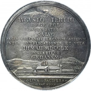 August III of Poland, Medal centenary of Peace in Oliwa 1760 - NGC MS61 - VERY RARE