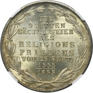 Germany, City of Frankfurt, 2 Gulden 1855 - NGC MS65