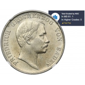 Germany, Baden, Friedrich I, Thaler Karlsruhe 1864 - NGC MS61