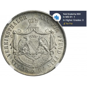 Germany, Baden, Friedrich I, Thaler Karlsruhe 1864 - NGC MS61