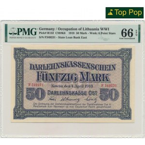 Kowno, 50 Mark 1918 - F - PMG 66 EPQ