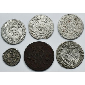 Lot, Sigismund III Vasa, Augustus III the Poland, Poniatowski, Heller, schillings and groschen (6 pcs.)