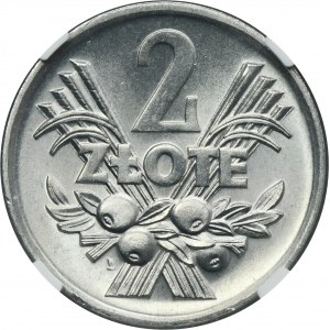 2 złote 1970 Jagody - NGC MS66 - zaokrąglony daszek