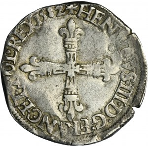 Henry III of France, 1/4 Ecu Nantes 1582 T - RARE