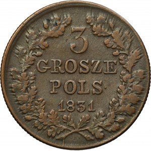 November Uprising, 3 Groschen Warsaw 1831 KG