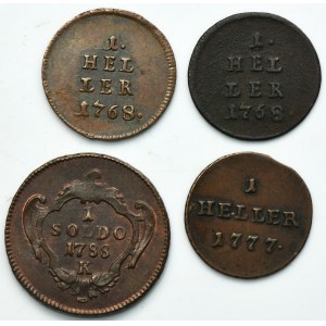 Lot, Austria and County of Gorizia, Soldo and Heller (4 pcs.)