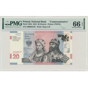 20 PLN 2015 - 1050th anniversary of the baptism of Poland - PMG 66 EPQ