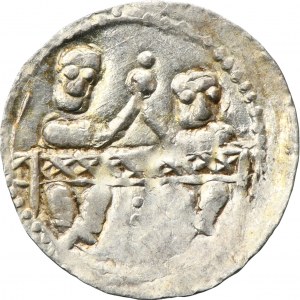 Bolesław IV Kędzierzawy, Denar - Deux derrière la table