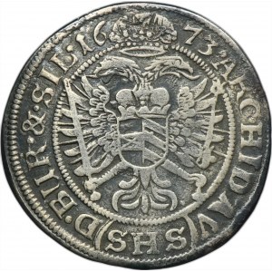 Silesia, Habsburg rule, Leopold I, 6 Kreuzer Breslau 1673 SHS