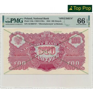 100 złotych 1944 ...owym - WZÓR - AC 068... - PMG 66 EPQ
