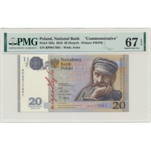 20 złotych 2018 - 100-lecie odzyskania Niepodległości - PMG 67 EPQ
