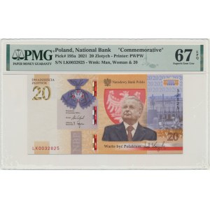 20 PLN 2021 - L. Kaczyński - PMG 67 EPQ