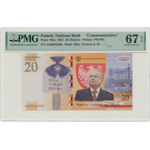 20 złotych 2021 - L. Kaczyński - PMG 67 EPQ