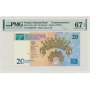 20 złotych 2017 - 300-lecie koronacji Obrazu Matki Boskiej Jasnogórskiej - PMG 67 EPQ