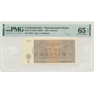 Tschechoslowakei (Ghetto Terezin), 5 Kronen 1943 - PMG 65 EPQ