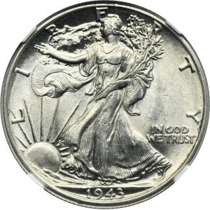 USA, 1/2 Dollar Philadelphia 1943 - Liberty - NGC MS63