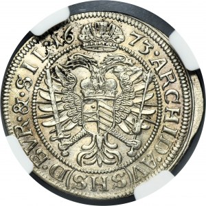 Silesia, Habsburg rule, Leopold I, 6 Kreuzer Breslau 1673 SHS - NGC MS63